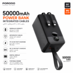 پاوربانک Porodo 50000mAh Integrated Cables